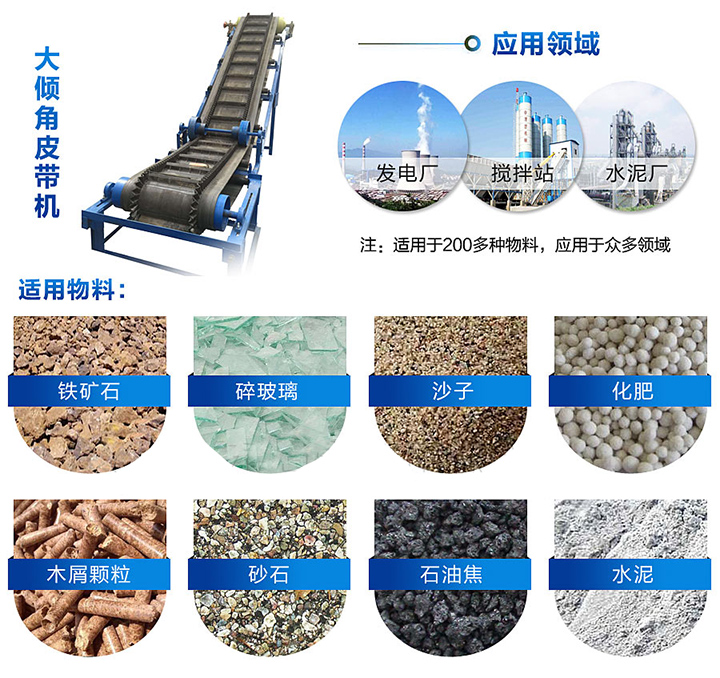 大傾角皮帶輸送機（jī）用途