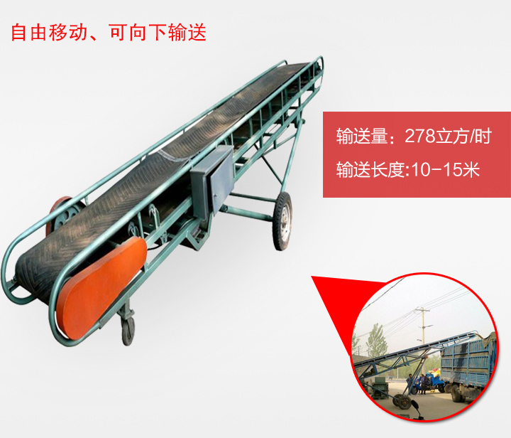 移動皮帶輸送機可自由移動、占地麵積小、輸送量大（dà）